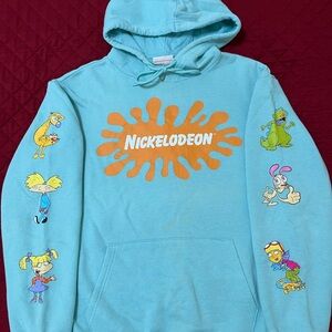 Nickelodeon Turquoise Hoodie with Cartoon Characters